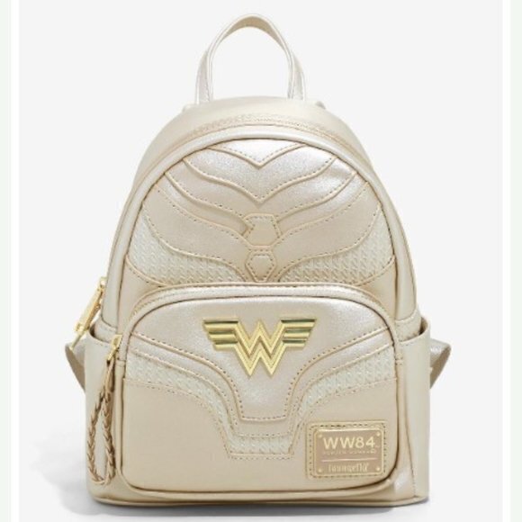 Loungefly Backpack DC‎ Comics Wonder Woman 1984 Metallic Gold Mini Backpack - Picture 1 of 5